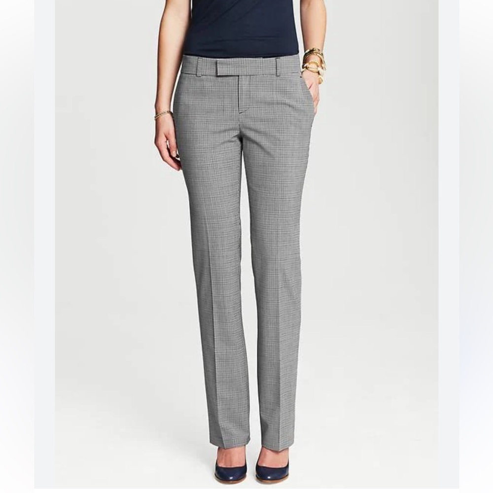 Banana Republic MARTIN-FIT CHECKERED LIGHTWEIGHT WOOL STRAIGHT LEG Size 0 Pant
